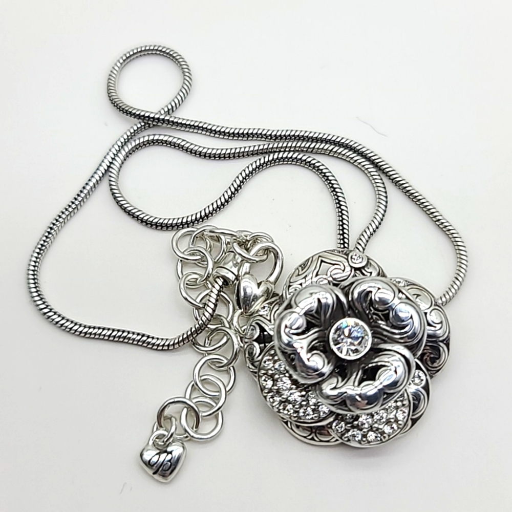 Brighton "SERENE ROSE" Multi-Layered Flower Pend w Swarovski Crystals & Scrolls! - Picture 12 of 13